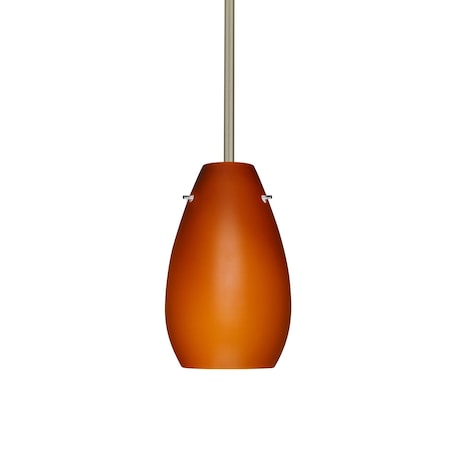 Pera 9 Stem Pendant, Amber Matte, Satin Nickel Finish, 1x9W LED